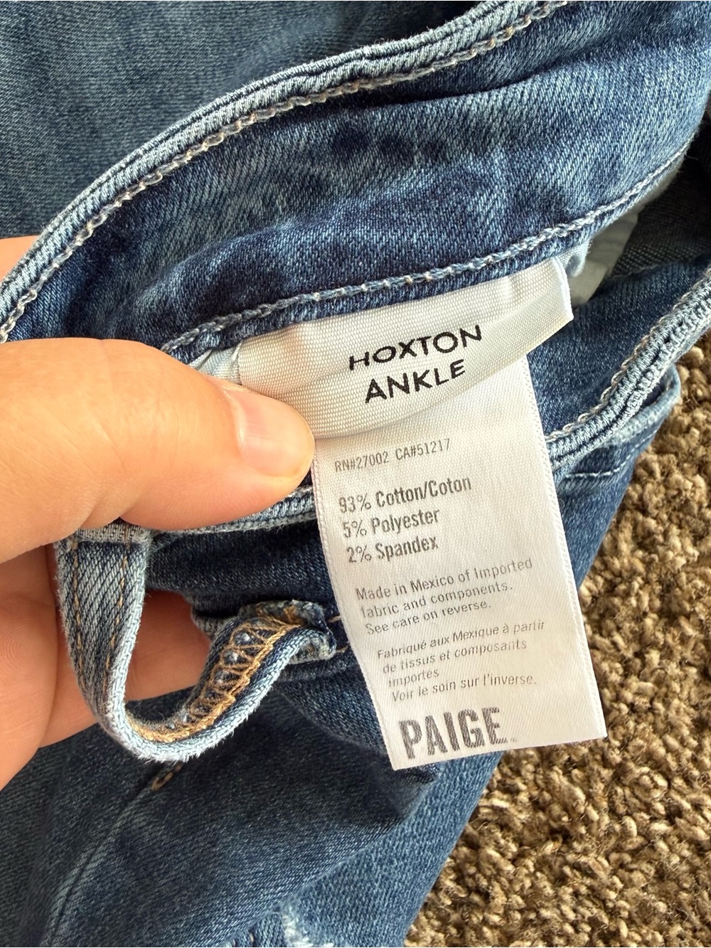 PAIGE Blue Hoxton Ankle Jeans - Size 28 - Picture 3 of 5